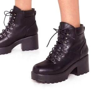 Nasty Gal Chunky Lace Up Platform Boots